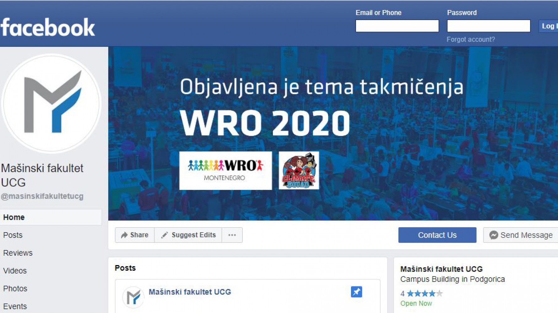 NOVA Facebook STRANICA MAŠINSKOG FAKULTETA U PODGORICI    LINK